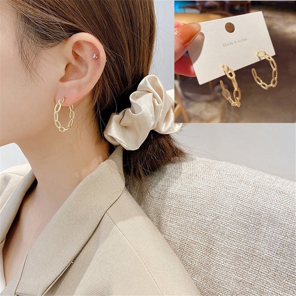 Women/ Girl Fashion Jewelry C Shaped Circle Earrings Metal Hoop For Women|Girl