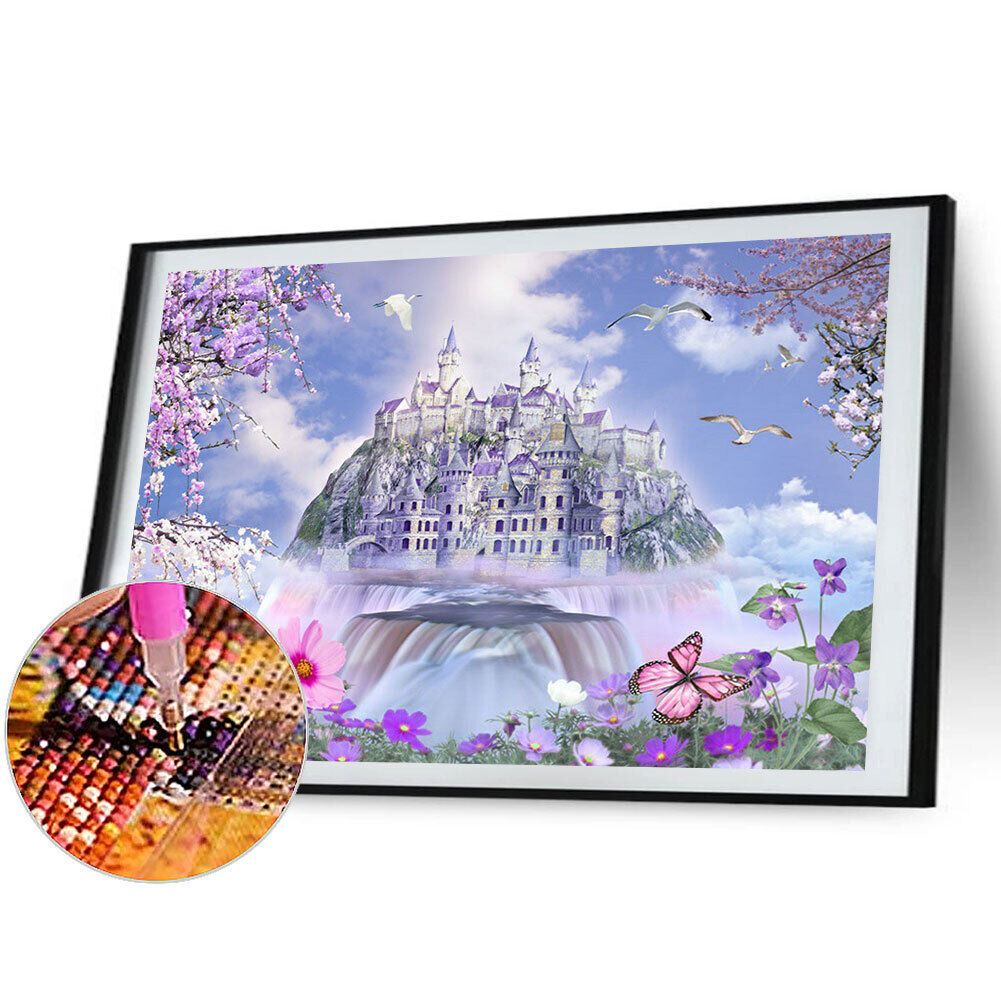 IY Full Round Drill Diamond Painting sky castle Mosaic Rhinestone Art Craft