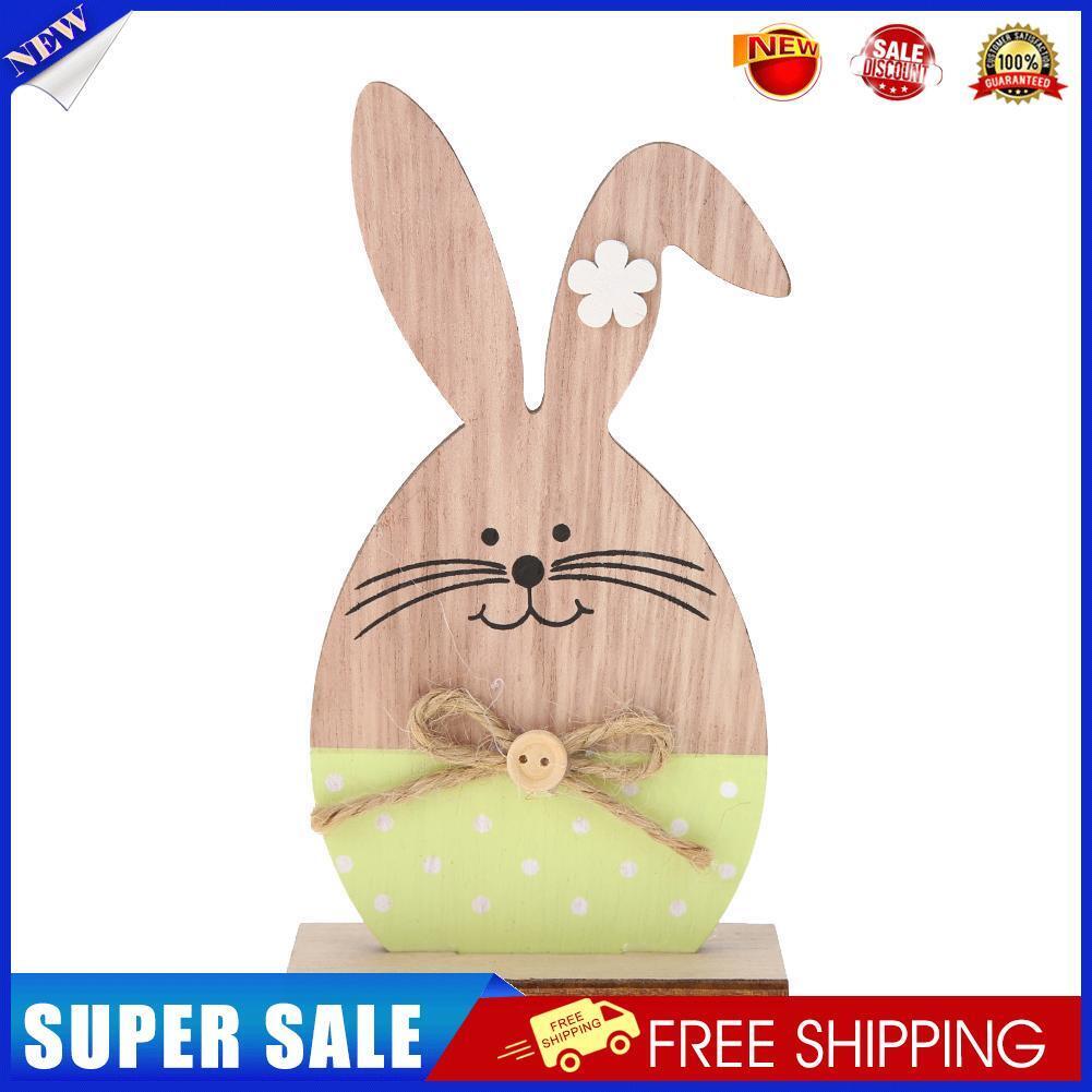 Creative Wooden Rabbit Egg Painted Ornaments Easter Gift for Home Decor (B)