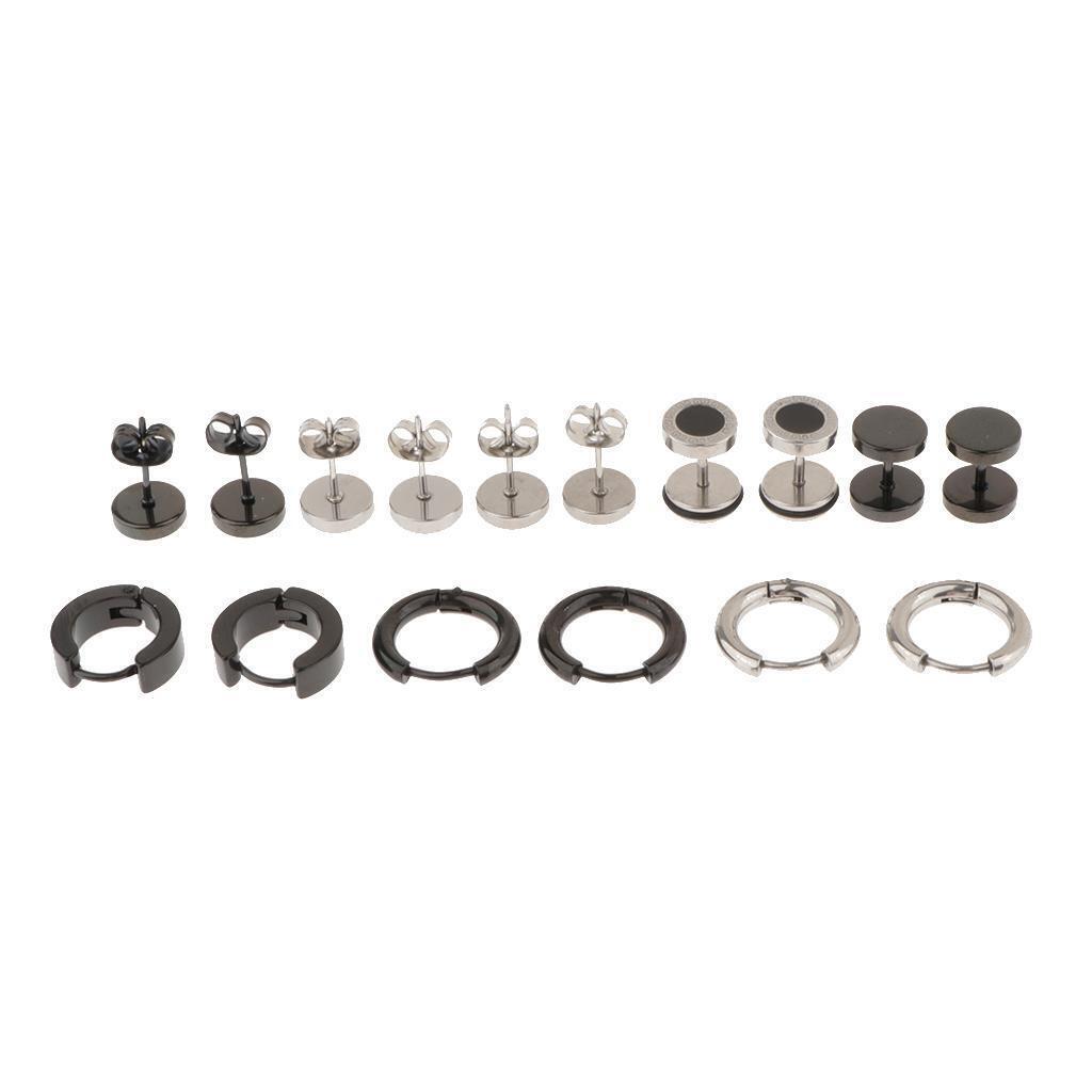 8Pair Punk Style Stainless Steel Stud Earring Set for