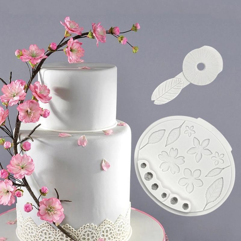 Set of 2 Plum Bossom Shape Silicone Mold for Cake Decoration Tool Baking Gift