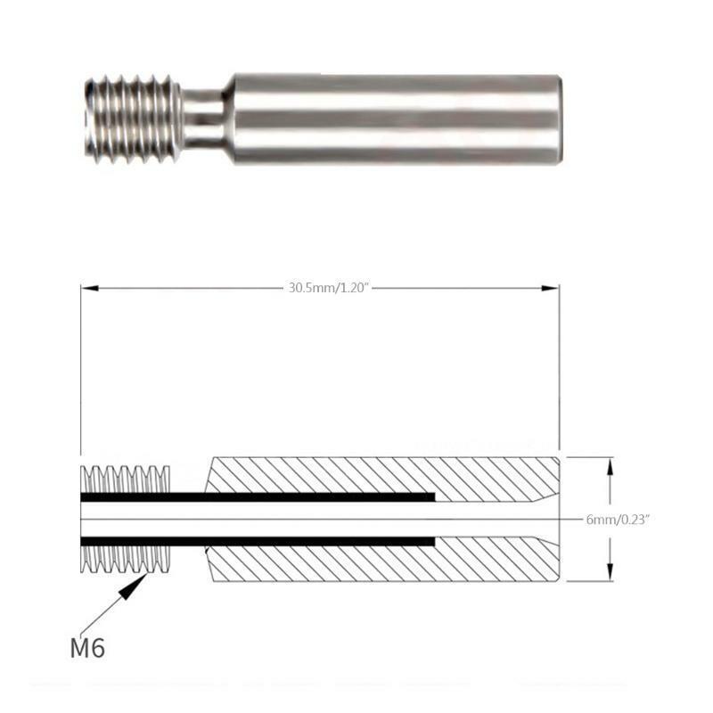 2Pcs All-Metal V6 Kraken Heat Break Throat Chimera/Cyclops Titanium Alloy Tube