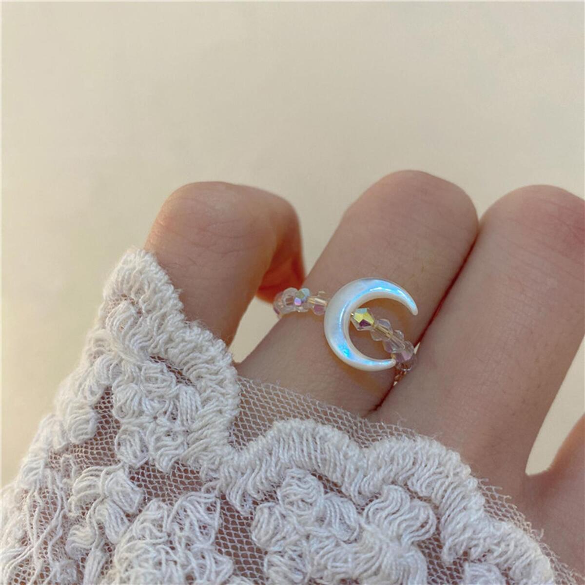 Open Ring Moon Adjustable Novelty Fashion for Party Mother'S Day Birthday