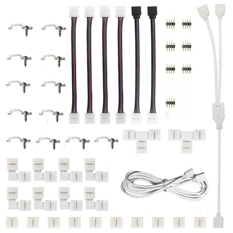 47 Pcs 4 Pin T&L Shape Led Connectors Kits RGB LED Strip Light Accessories