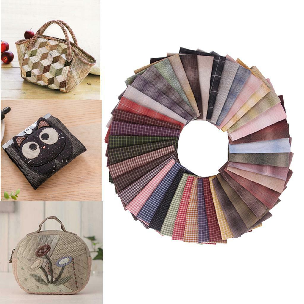 50Pcs  Plaid Fabric Square  Quilting Fabric for DIY Handcraft
