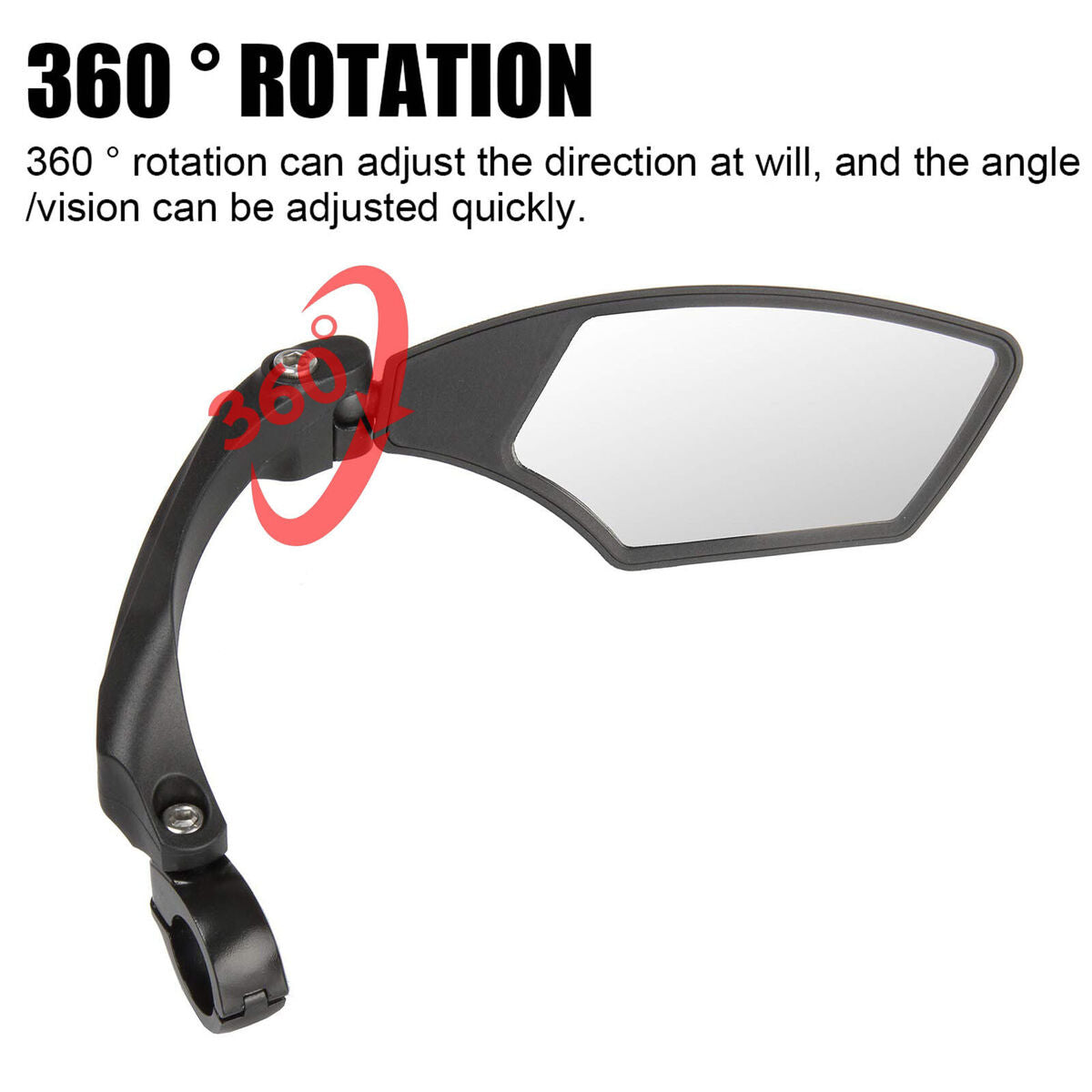Bicycle Rear View Mirror 360 Rotation HD Anti-Shock Glass Lens (Right)
