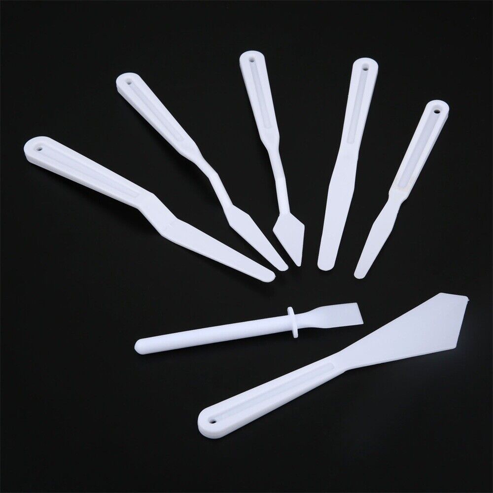 7Pcs Portable Artist Tool Plastic Palette Knives Scraper Spatula Shove Art Kits