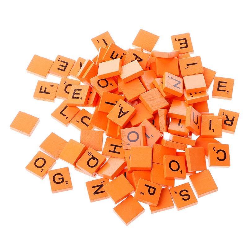 100Pcs Wooden Colourful Tiles Mix Letters Varnished Alphabet