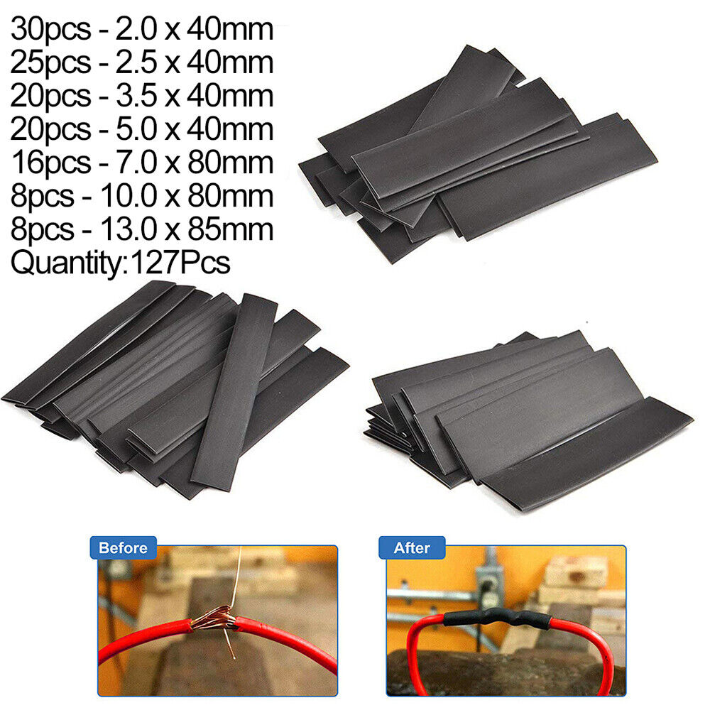 Protection Heat Shrink Sleeving Tube Assortment Kit 2:1 Black Shrinkage Sheath