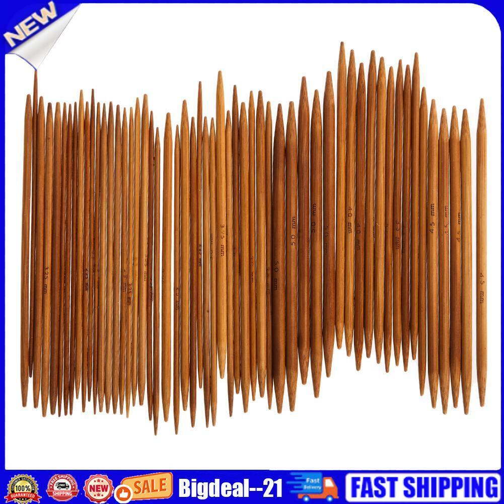 55Pcs 11sizes 5'' 13cm Double Pointed Carbonized Bamboo Knitting Needles