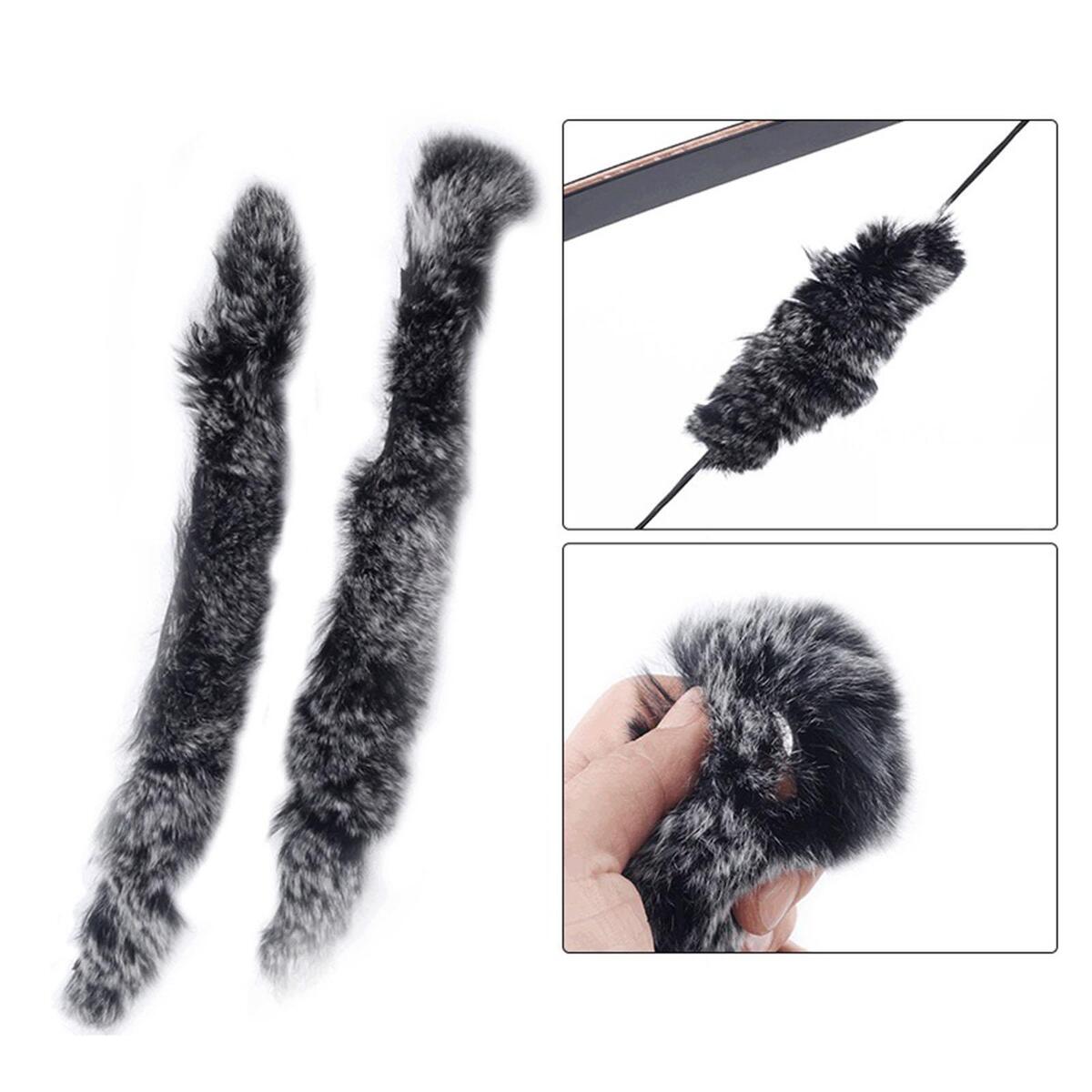 2 Pcs Archery Bow String Silencer Simulation Rabbit Fur Durable for Shooting