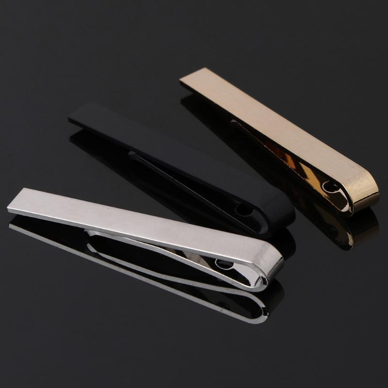 3pcs Men Tie Clips Mixed Color Bar Alloy Skinny Simple Style Business Accessory