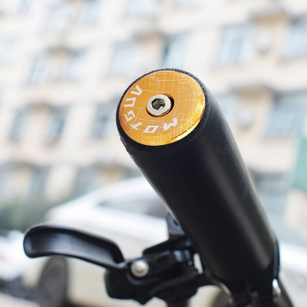 2pcs Aluminum Bicycle Handlebar Bar End Plugs for MTB Folding Bike (Yellow)