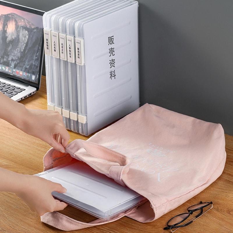 Portable A4 Files Box Clear Storage Case for Student Teacher Travel Daily Use