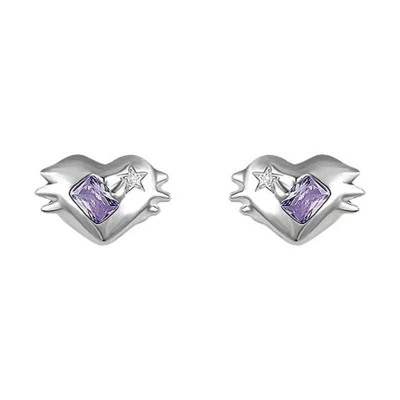 Diamond Inlaid Zircon Ear Studs Simple Popular Earrings Birthday Gift for Women