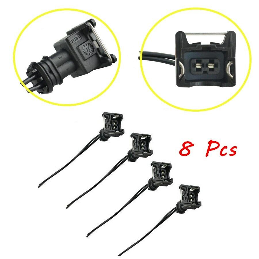 For EV1 OBD1 Pigtail Cut / Splice 8x Fuel Injector Connector Wiring Plugs Clips