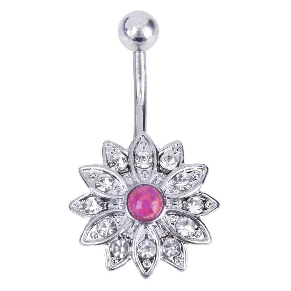 Elegant Natural Body Piercing Jewelry Opal Crystal Flower Navel Nail(OP23)