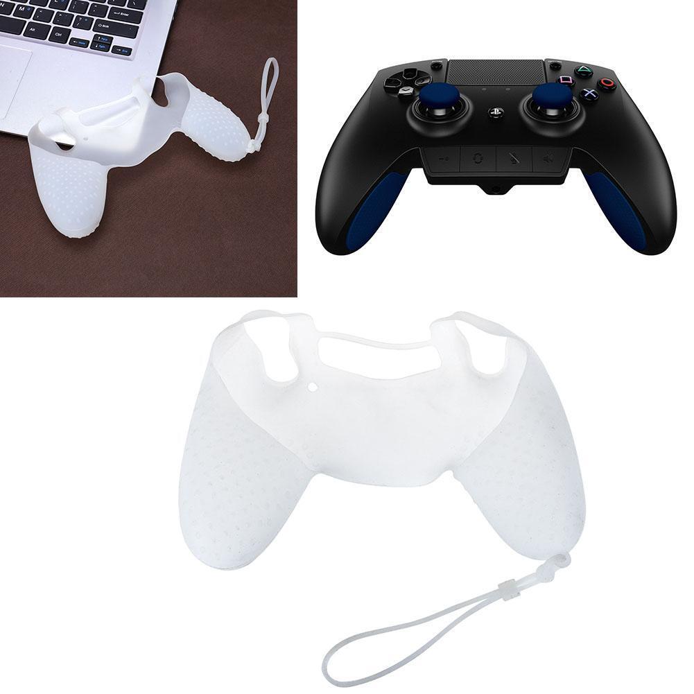 Silicone Non-Slip Grip Cover Case for PS4 Controller with Lanyard(White)