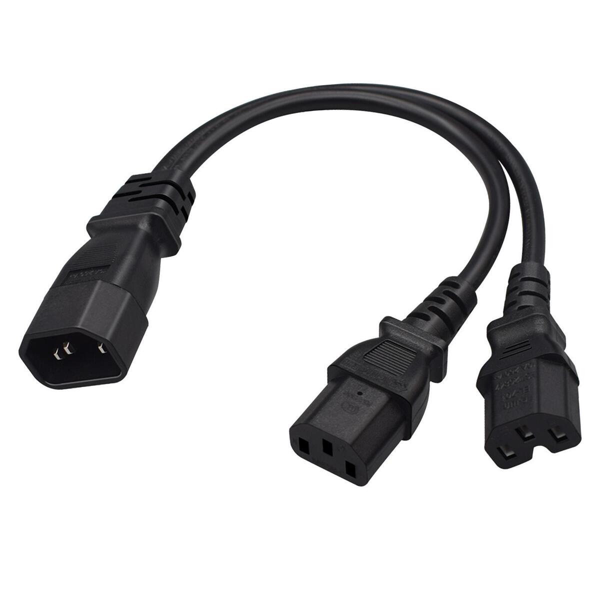 IEC320 C14 to IEC320 C13+C15 Y Splitter Power, Power Cable Replace Part Portable