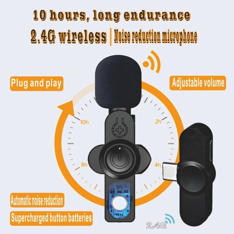 Universal Type-C Port Lavalier Receiver Microphones Clear Sound High Sensitivity