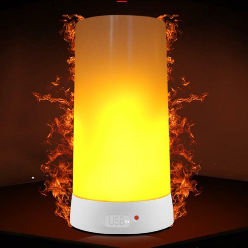 LED Flicker Flame Light Bulb USB Rechargeable Simulated Burning Fire Effect Lamp