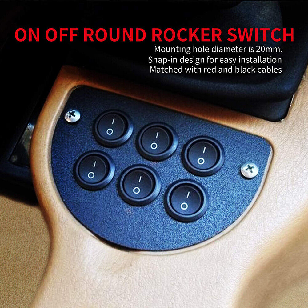 5pcs Round Rocker Switch ON Off DC12V-24V Toggle Switch for Car Automotive