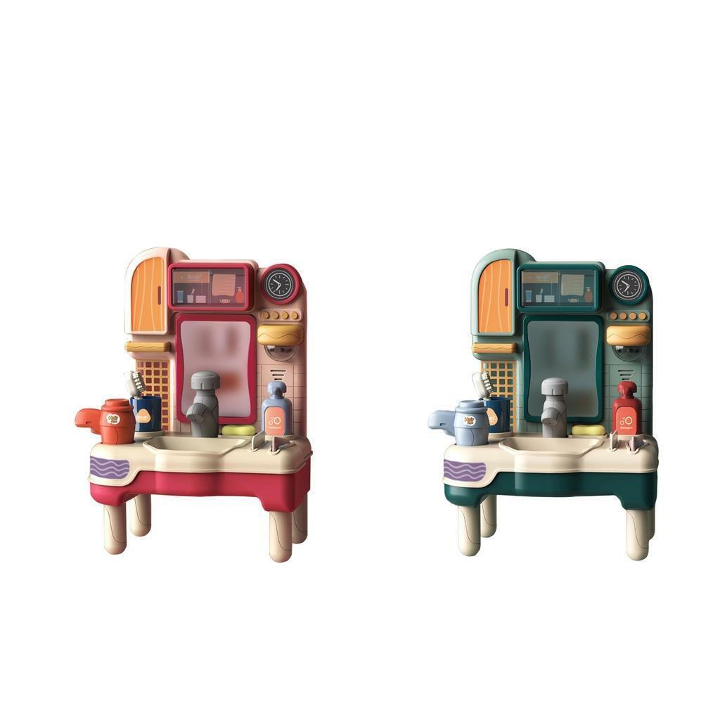2pcs Play Bathroom  with  Basin Vanity Sink  Children