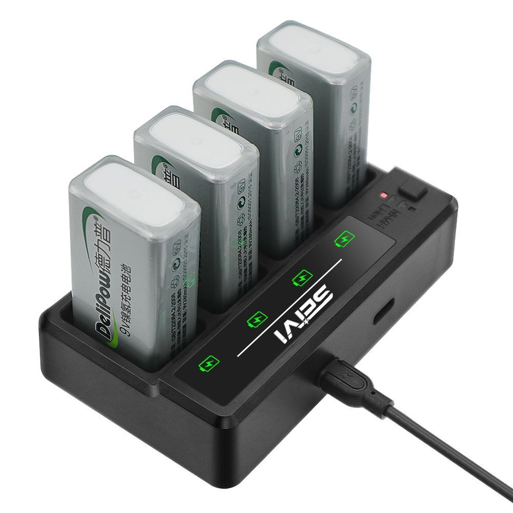 4 Slot Adapter Fast Charging Dock For 9 Volt NIMH Lithium Li-ion Batteries