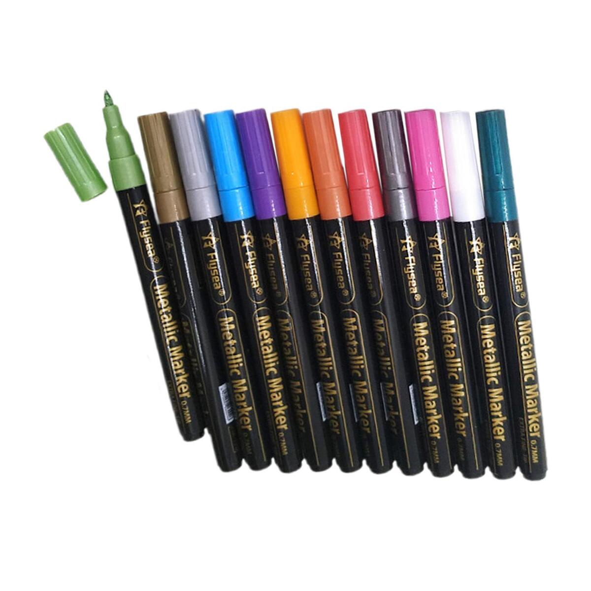 Metallic Marker Pens Set Art for Rock Painting Photo Album Card Making