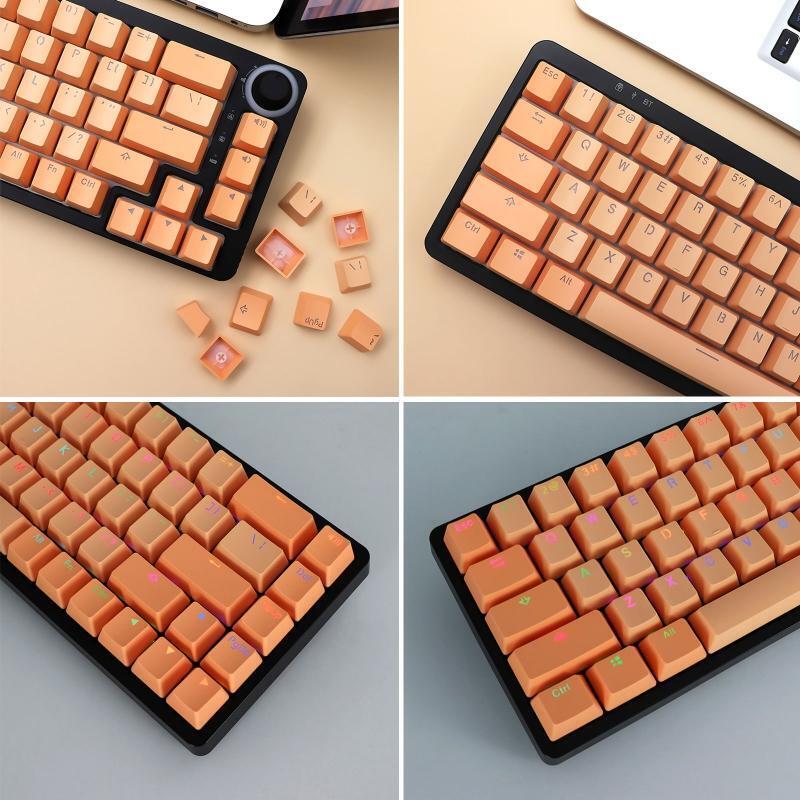 124-Key PBT OEM Keycaps Transparent Lettering Keys Double Shot Backlit Key Cap