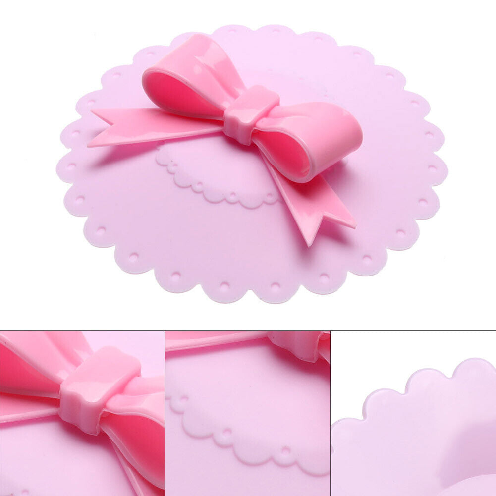 Bowknot Dustproof Reusable Cup Silicone Lid Seal Cup Cover (Light Purple)
