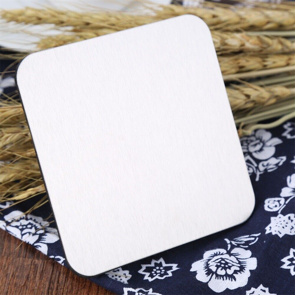 6pcs/Set Stainless Steel Coaster Cup Mats Pads Non-slip Pad With Holder Square