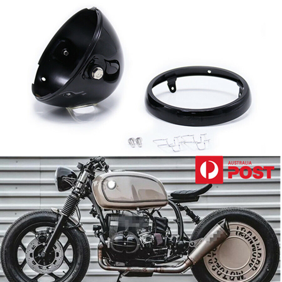 5.5" Universal Modified Motorcycle Headlamp Headlight Cover Housing Bright Black
