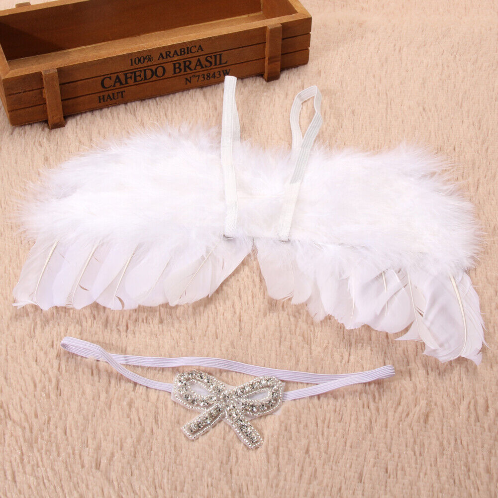 Newborn Feather Angel Wing Photography Prop with Crystal Headband Set-11035
