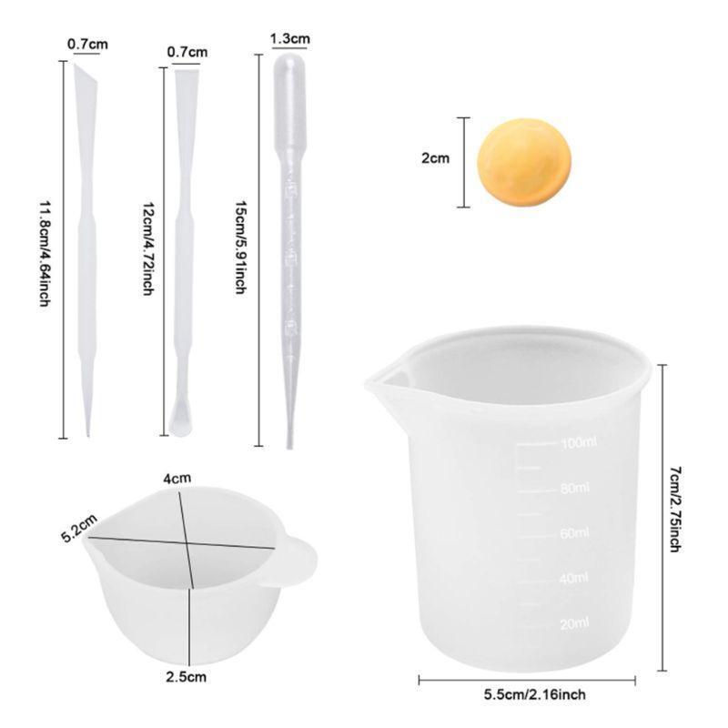 Silicone Mixing Cup Mold Material Tool Set Spoon Finger Hood for Epoxy Casting