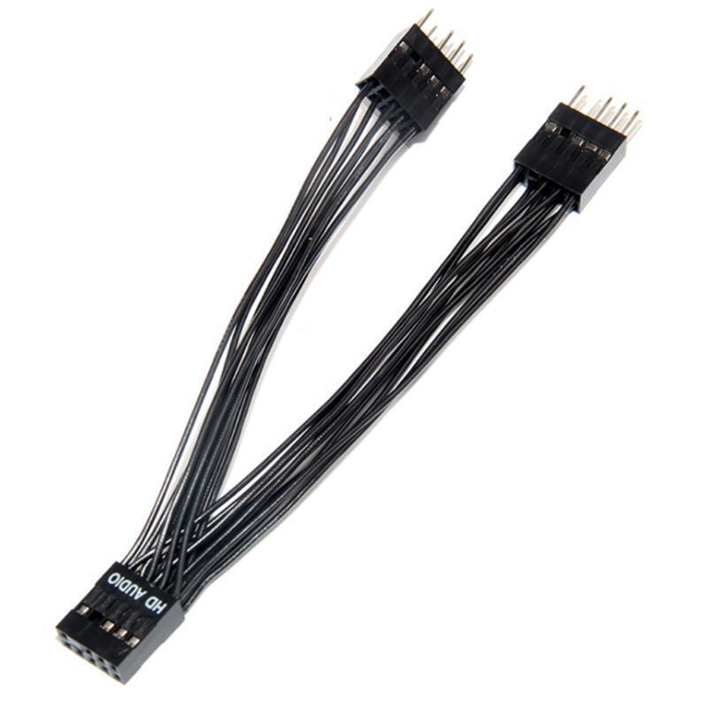 Audio Y Splitter Cable 9Pin Female to 2 Male for PC Motherboard Extension Cable