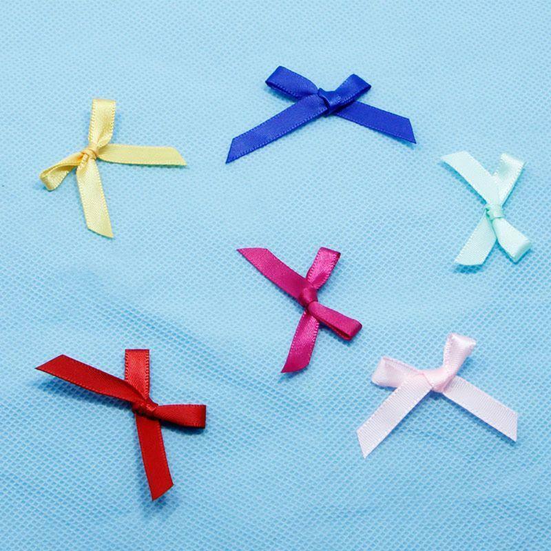 100Pcs Mini Satin Ribbon Flowers Bows Gift Craft Wedding Decoration ornament
