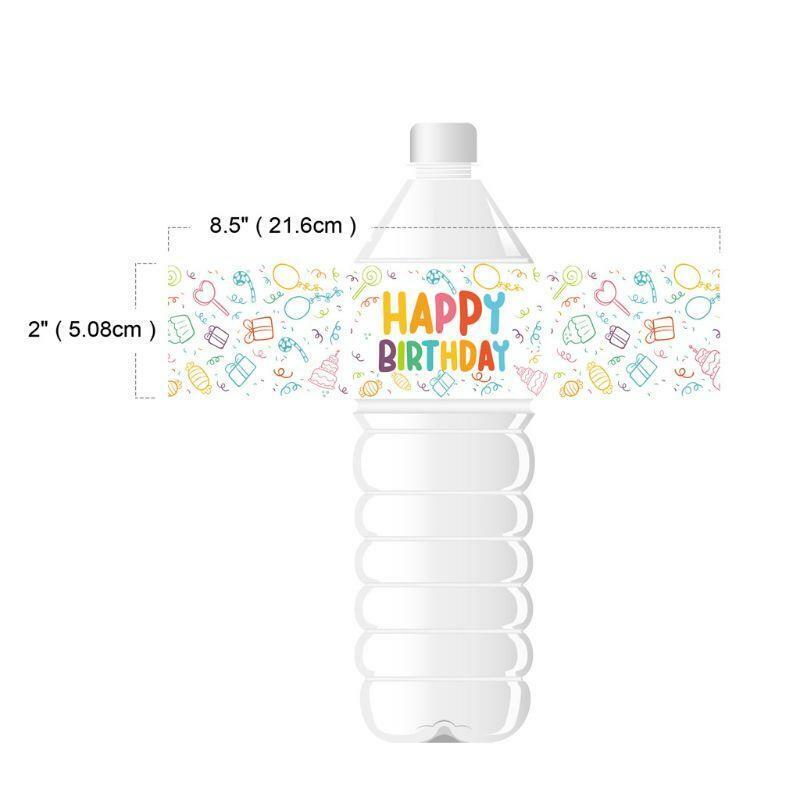 Water Bottle Label Wrappers Kids Birthday Party Supplies Decoration Baby Shower