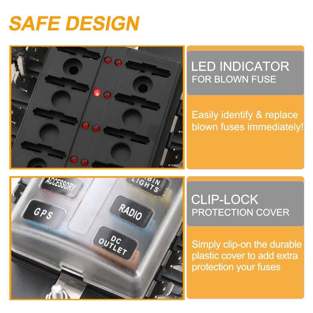 Bus for Truck Car Accessory Blade Fuse Holder Block Fuse Box Plastic Cover
