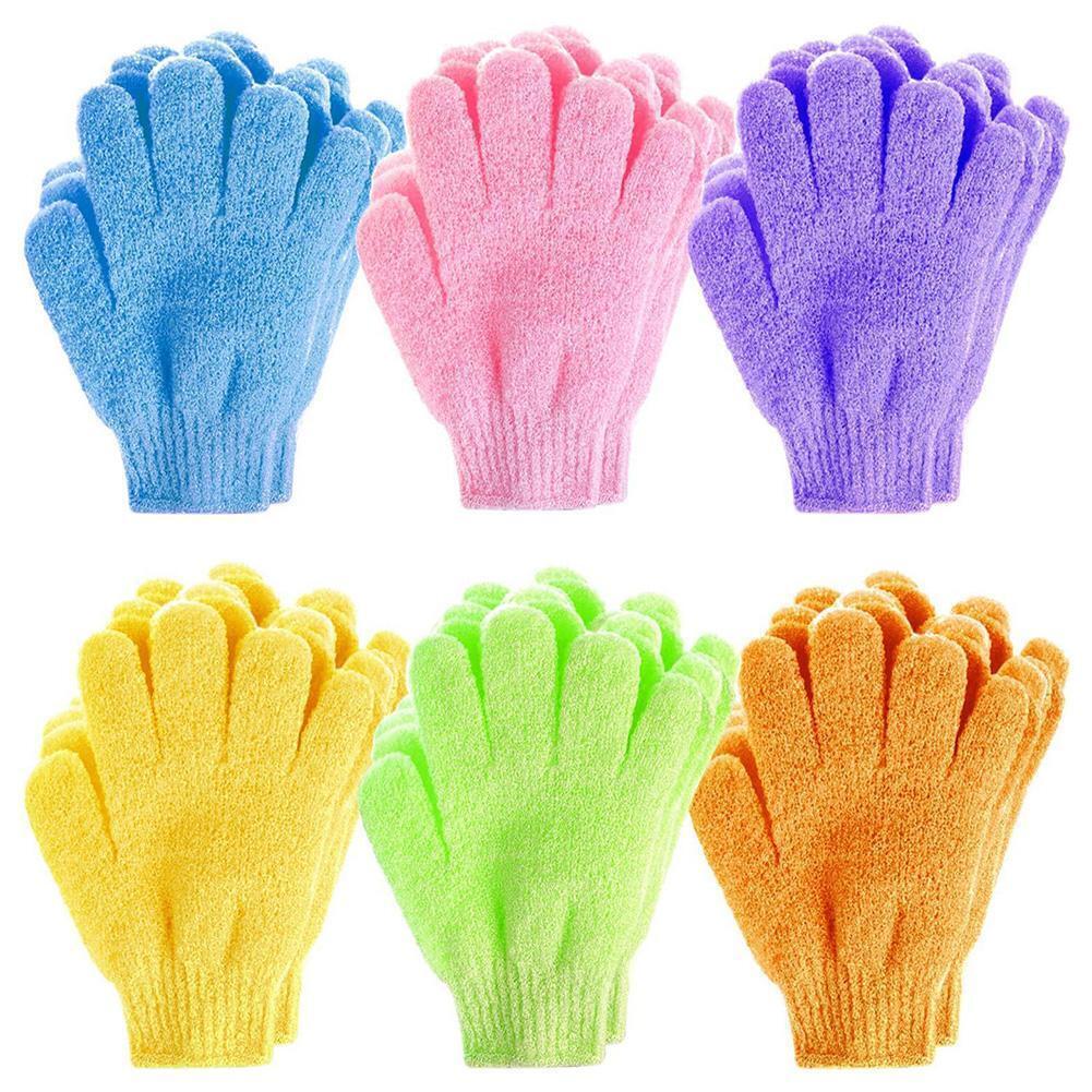 5 Fingers Bath Gloves Skin SPA Massage Kid Body Washing Bathroom (Purple)