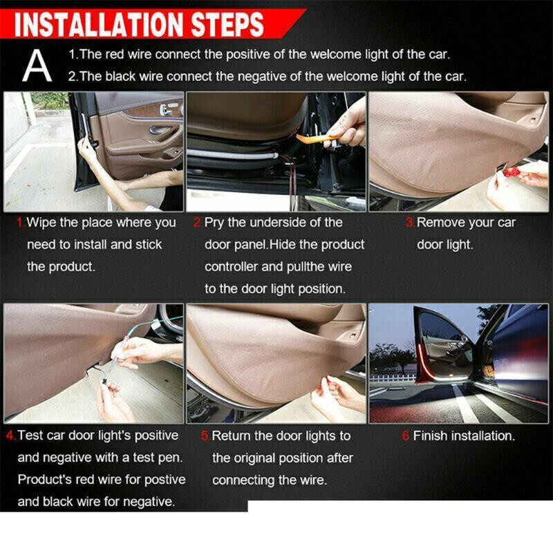 4x Car Door LED Strip Warning Lamp Signal Light Strip Anti-collision Waterproof