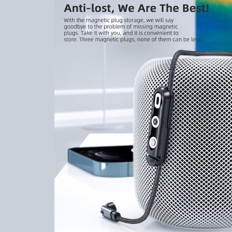 Data Cable Organizer Portable Storage Box Magnet Adapter Connector Black