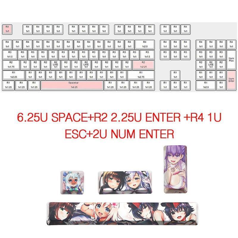 Durable 4 Pcs Ahegao Keycaps PBT ESC Spacebar Keycaps for Mechanical Keyboard