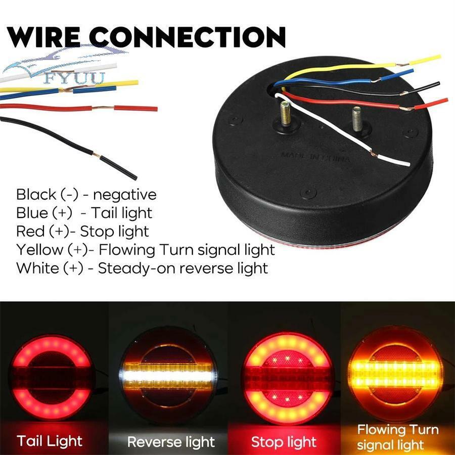 2 Pcs Trailer Van Truck LED Tail Light Flowing Turn Signal Lamp Brake Stop Light
