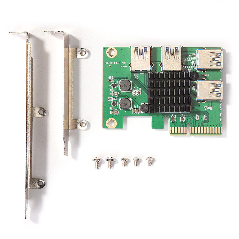 PCI Express Riser Card 1 to 4 16X PCIe Riser PCI-E 4X to 4 USB 3.0 Adapter