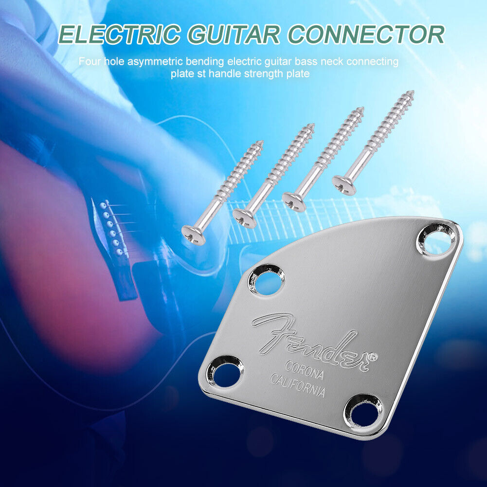 Electric Guitar Neck Joint Back Plate w/4 Screws for Bass Replacement Parts