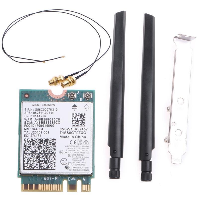 WiFi AC 3168NGW 802.11ac NGFF M.2 Card Desktop Kit BT-compatible 4.2 Adapter