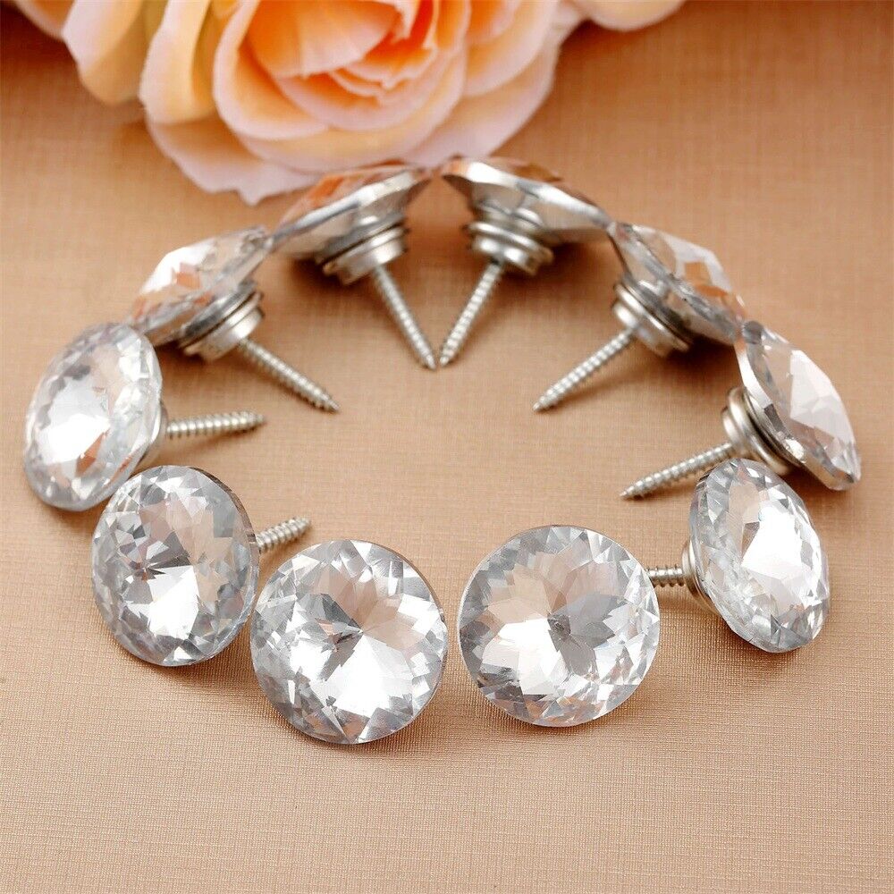 10pcs 25mm Shiny Pattern Crystal Upholstery Tacks Bauhinia Flower female buckle