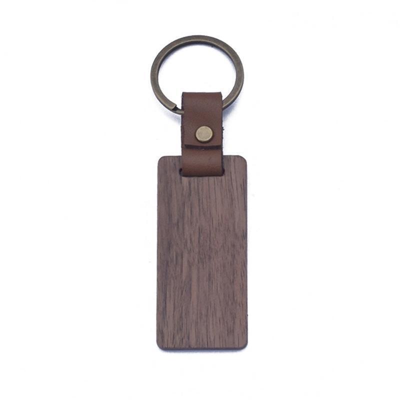 Blank Rectangle Wooden Key Chain Engraving Keyring Promotional Gifts Accessories