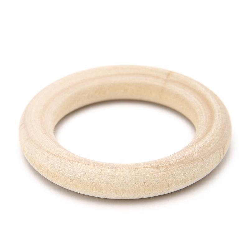 5Pcs Natural Wood Circle Ring Pendant Connectors Beads DIY Jewelry Findings 40mm